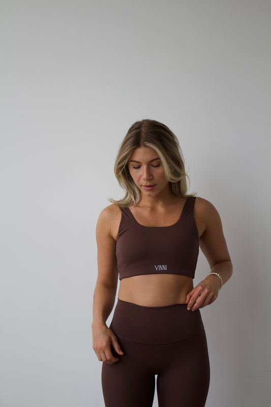 BROOKE SQUARE-NECK SPORTS BRA - BRONZE