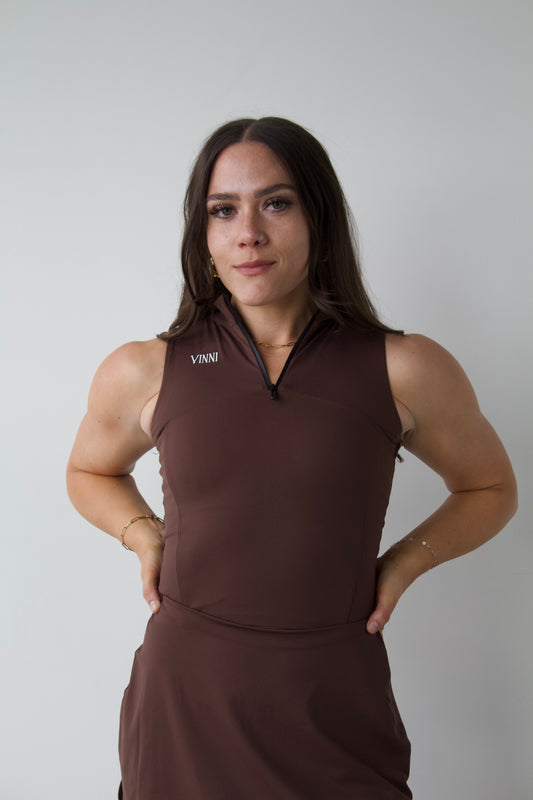 HAILEY ZIP-UP ACTIVE TOP - BRONZE